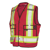 Surveyor Safety Vest, Red, Large, Polyester NRZ Safety Inc.