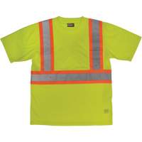 Short-Sleeved Safety T-Shirt with Pocket, Polyester, Large, High Visibility Lime-Yellow NRZ Safety Inc.