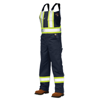 Unlined Safety Overalls, Poly-Cotton, Large, Navy Blue NRZ Safety Inc.