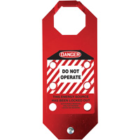Moraillon de verrouillage pr&eacute;venant l'utilisation conforme aux normes OSHA Danger Stopout Aluma-Tag, Rouge NRZ Safety Inc.