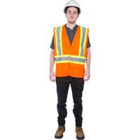 Traffic Safety Vest, High Visibility Orange, 2X-Large, Polyester NRZ Safety Inc.