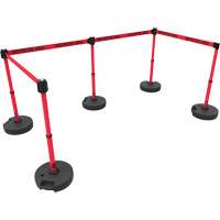 Ensemble de cinq montants pour barri&egrave;re PLUS, Plastique, 42" h, Ruban Rouge, Longueur du ruban 15' NRZ Safety Inc.