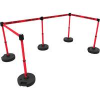 Ensemble de cinq montants pour barri&egrave;re PLUS, Plastique, 42" h, Ruban Rouge, Longueur du ruban 15' NRZ Safety Inc.