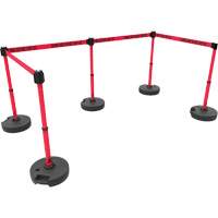 PLUS Barrier Post Set X5, Plastic, 42" H, Red Tape, 15' Tape Length NRZ Safety Inc.