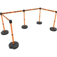 PLUS Barrier Post Set X5, Plastic, 42" H, Orange Tape, 15' Tape Length NRZ Safety Inc.