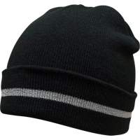 Bonnet en tricot avec bande r&eacute;fl&eacute;chissante argent&eacute;e, Taille unique, Noir NRZ Safety Inc.