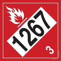 Plaque-&eacute;tiquette TMD 1267 pour liquide inflammable p&eacute;trole brut, Vinyle adh&eacute;sif NRZ Safety Inc.
