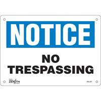 "No Trespassing" Sign, 7" x 10", Aluminum, English NRZ Safety Inc.
