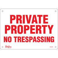 Enseigne Private Property, 7" x 10", Aluminium, Anglais NRZ Safety Inc.