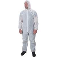 Hooded Coveralls, Large, White, Polypropylene NRZ Safety Inc.