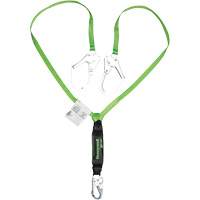 Miller&reg; HP Shock-Absorbing Lanyard, 6', Scaffold Hook Center, Locking Snap Hook Leg Ends, Polyester NRZ Safety Inc.
