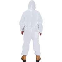 Hooded Coveralls, Medium, White, SMS NRZ Safety Inc.