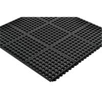 Cushion-Ease&reg; 550 Interlocking Anti-Fatigue Mat, Slotted, 3' x 3' x 3/4", Black, Rubber NRZ Safety Inc.