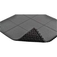 Cushion-Ease&reg; Interlocking Anti-Fatigue Mat, Pebbled, 3' x 3' x 3/4", Black, Natural Rubber NRZ Safety Inc.