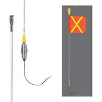 Tiges de s&eacute;curit&eacute; tout-temps de s&eacute;rie lourde avec lumi&egrave;re DEL constante Safety Whip, Fixation Ressort, Hauteur 5', Orange avec X r&eacute;fl&eacute;chissant NRZ Safety Inc.