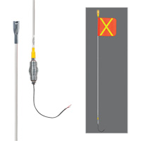Tiges de s&eacute;curit&eacute; tout-temps de s&eacute;rie lourde avec lumi&egrave;re DEL constante Safety Whip, Fixation Ressort, Hauteur 10', Orange avec X r&eacute;fl&eacute;chissant NRZ Safety Inc.