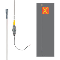 Tiges de s&eacute;curit&eacute; tout-temps de s&eacute;rie lourde avec lumi&egrave;re DEL constante Safety Whip, Fixation Ressort, Hauteur 12', Orange avec X r&eacute;fl&eacute;chissant NRZ Safety Inc.