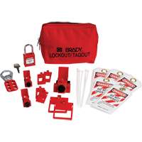 Trousse de cadenassage et d&eacute;tiquetage &eacute;lectrique avec cadenas de s&eacute;curit&eacute; en nylon dans une pochette, Type Disjoncteur NRZ Safety Inc.