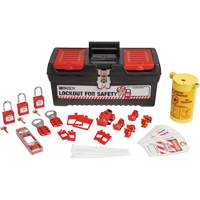 Trousse de cadenassage et d&eacute;tiquetage &eacute;lectrique avec cadenas de s&eacute;curit&eacute; en nylon dans une boîte &agrave; outils, Ensemble &eacute;lectrique, 33 composants compris NRZ Safety Inc.