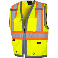 6673 Veste d'arpenteur au dos en maille avec fermeture &agrave; glissi&egrave;re, Jaune lime haute visibilit&eacute;, Petit, Polyester NRZ Safety Inc.