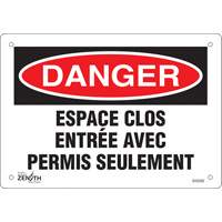 Enseigne  Espace clos , 7" x 10", Aluminium, Français NRZ Safety Inc.