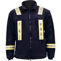 Flame Resistant Striped Full Zip Fleece Jacket, Small, Navy Blue NRZ Safety Inc.