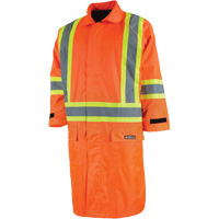 Long Rain Jacket with Detachable Hood, Nylon/PVC, Small, High Visibility Orange NRZ Safety Inc.