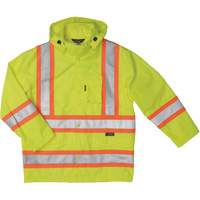 Manteau de s&eacute;curit&eacute; imperm&eacute;able en tissu ind&eacute;chirable Ripstop, Polyester, T-petit, Jaune lime haute visibilit&eacute; NRZ Safety Inc.