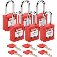 Velocity Lockout Padlocks, Red, Keyed Alike, Nylon, 1-1/2" Width NRZ Safety Inc.
