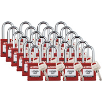 Velocity Lockout Padlocks, Red, Keyed Different, Nylon, 1-1/2" Width NRZ Safety Inc.