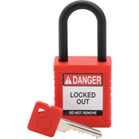 Velocity Safety Lockout Padlock, Red, Keyed Different, Nylon, 1-1/2" Width NRZ Safety Inc.