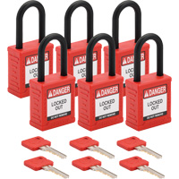 Velocity Lockout Padlocks, Red, Keyed Alike, Nylon, 1-1/2" Width NRZ Safety Inc.