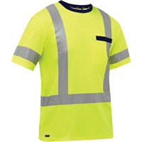 Chemise &agrave; manches courtes et X au dos Bisley, Poly-coton, Petit, Jaune lime haute visibilit&eacute; NRZ Safety Inc.