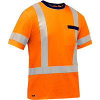 Chemise &agrave; manches courtes et X au dos Bisley, Poly-coton, Petit, Orange haute visibilit&eacute; NRZ Safety Inc.