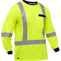 Chemise &agrave; manches longues et X au dos Bisley, Poly-coton, Petit, Jaune lime haute visibilit&eacute; NRZ Safety Inc.