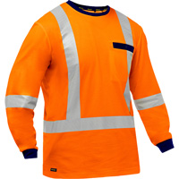 Chemise &agrave; manches longues et X au dos Bisley, Poly-coton, Petit, Orange haute visibilit&eacute; NRZ Safety Inc.