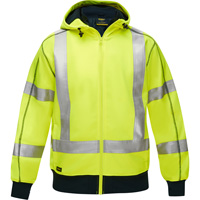 Coton ouat&eacute; doubl&eacute; de sherpa avec capuchon &agrave; fermeture &eacute;clair compl&egrave;te et X au dos Bisley, Petit, Jaune lime haute visibilit&eacute; NRZ Safety Inc.