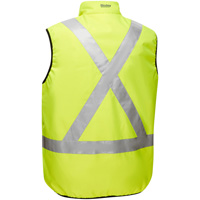 Veste bouffante r&eacute;versible avec X au dos Bisley, Jaune lime haute visibilit&eacute;, Petit, Polyester NRZ Safety Inc.