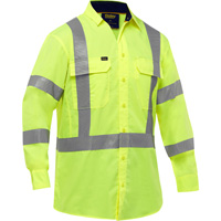 Chemise de travail &agrave; manches longues et X au dos Bisley avec X-Airflow, Poly-coton, Petit, Jaune lime haute visibilit&eacute; NRZ Safety Inc.