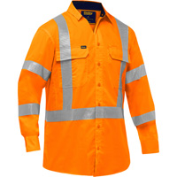 Chemise de travail &agrave; manches longues et X au dos Bisley avec X-Airflow, Poly-coton, Petit, Orange haute visibilit&eacute; NRZ Safety Inc.