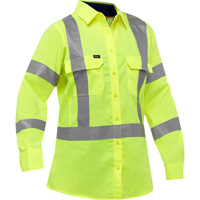 Chemise de travail &agrave; manches longues et X au dos Bisley avec X-Airflow pour femmes, Poly-coton, Petit, Jaune lime haute visibilit&eacute; NRZ Safety Inc.
