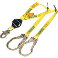 Twin-Leg Tie-Back Web Shock-Absorbing Lanyard, 4', Rebar Hook Center, Snap Hook Leg Ends, Polyester NRZ Safety Inc.