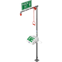 Douche combin&eacute;e avec cuvette ferm&eacute;e en ABS et entr&eacute;e inf&eacute;rieure, Socle NRZ Safety Inc.