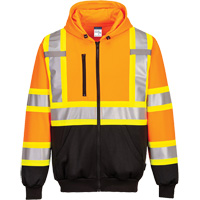 Contrast-Striped Safety Hoodie, Small, Black/High Visibility Orange NRZ Safety Inc.
