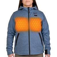 Chandail &agrave; capuchon chauffant M12 avec pile, Femmes, Moyen, Bleu, Poly-coton NRZ Safety Inc.