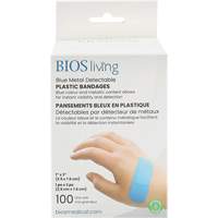 Blue Water-Resistant Bandages, Rectangular/Square, 3", Plastic Metal Detectable, Sterile NRZ Safety Inc.