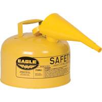 Safety Can for Diesel with Funnel, Type I, Galvanized Steel, 2.5 US gal., Yellow, FM Approved/UL/ULC Listed NRZ Safety Inc.