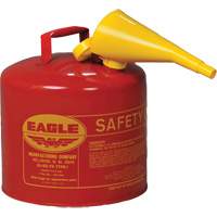 Safety Can for Flammables with Funnel, Type I, Galvanized Steel, 5 US gal., Red, FM Approved/UL/ULC Listed NRZ Safety Inc.