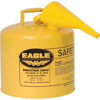 Safety Can for Diesel with Funnel, Type I, Galvanized Steel, 5 US gal., Yellow, FM Approved/UL/ULC Listed NRZ Safety Inc.