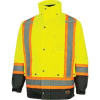 5057 Pioneer&reg; Yukon 7-in-1 Waterproof Winter Safety Parka, Polyester, Black/High Visibility Lime-Yellow, X-Small NRZ Safety Inc.